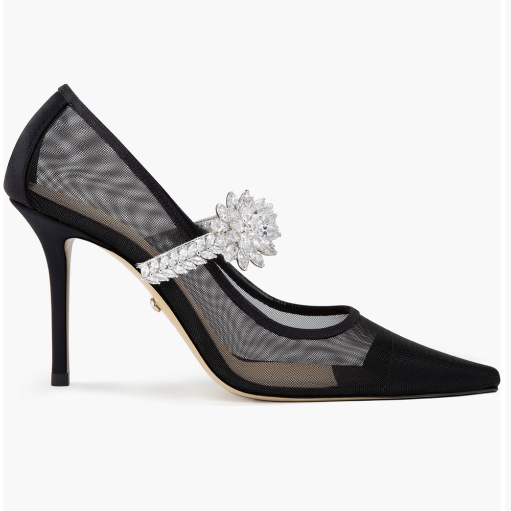 BNIB Mach & Mach Lotus Flower Pointed Toe Mary Jane Pump Black 36.5 - Picture 2 of 5